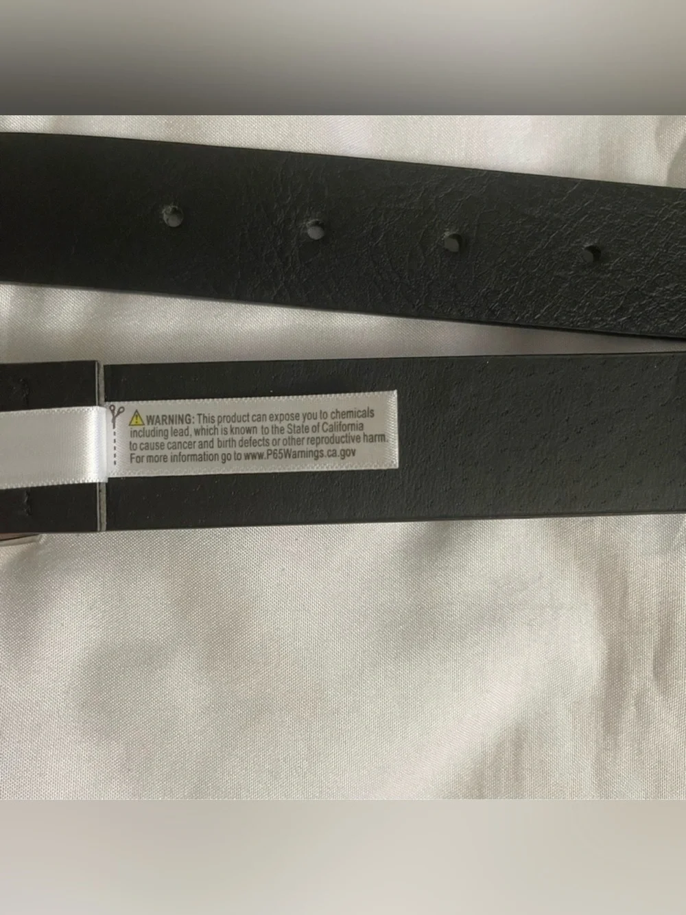 Black PU silver tone buckle skinny belt